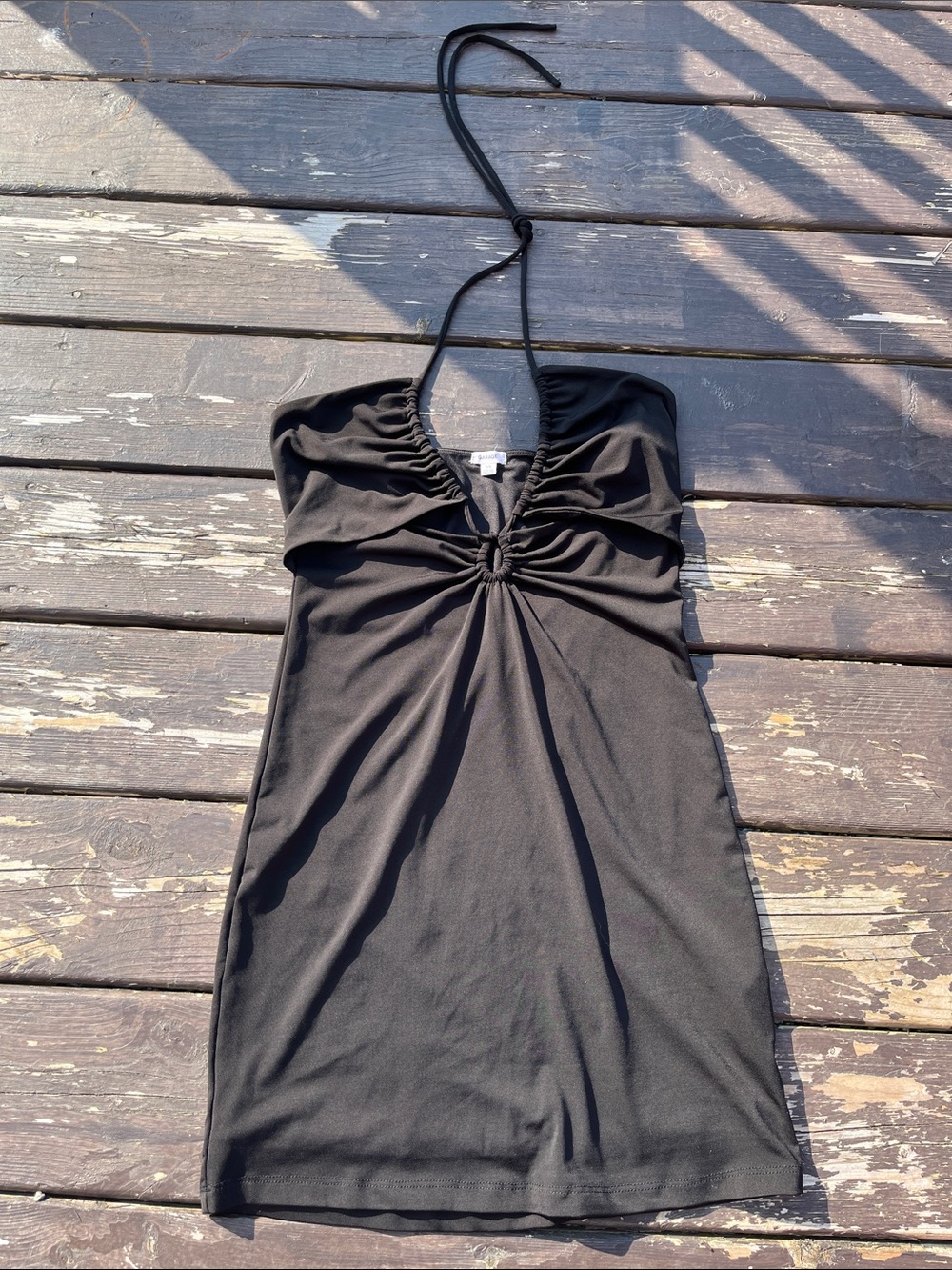 Garage black cutout mini halter dress